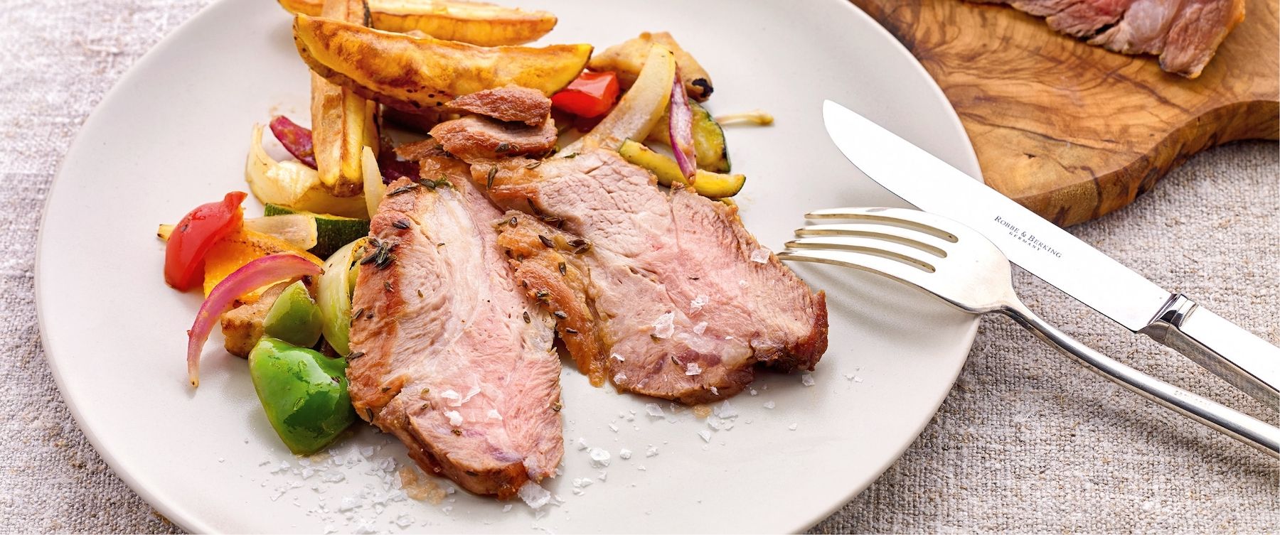 Bild zum Rezept "Schopfsteak <br> mit Grillgemüse und BBQ-Erdäpfeln"